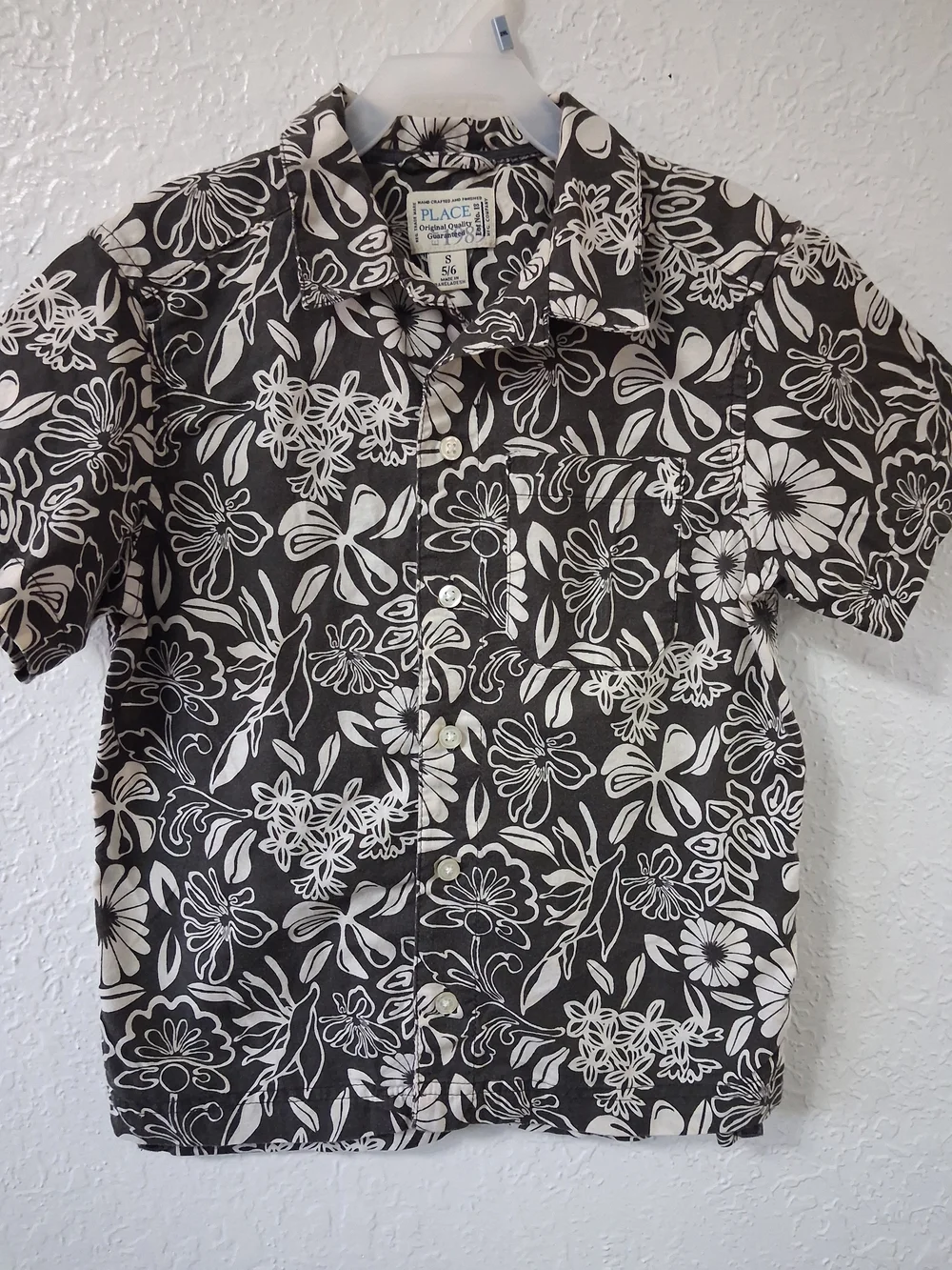 The Children's Place Black & White Floral Button-Down Shirt